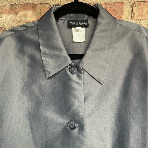 Vintage Diane Von Furstenberg DVF Concepts Steel Gray Iridescent Overcoat🖤 - Picture 3 of 11